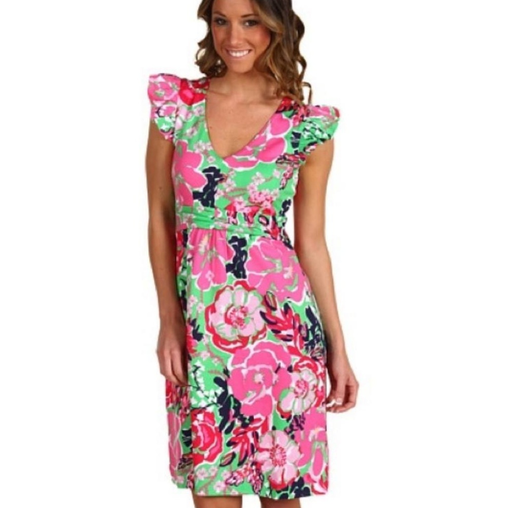 Lilly Pulitzer Pink and Green Floral Mini Dress